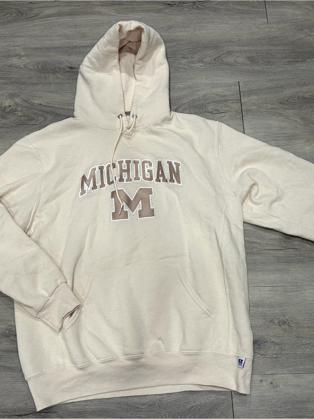 Russell Athletic Cream Michigan Arch Crewneck Sweatshirt